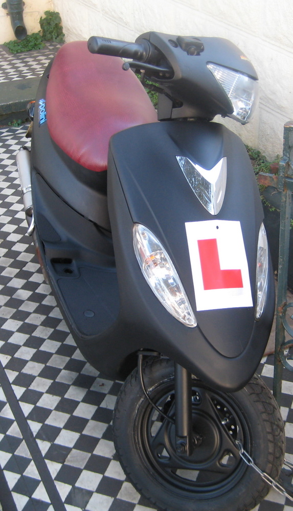 heres a picture of my scooter after i sprayed the whole thing matt black