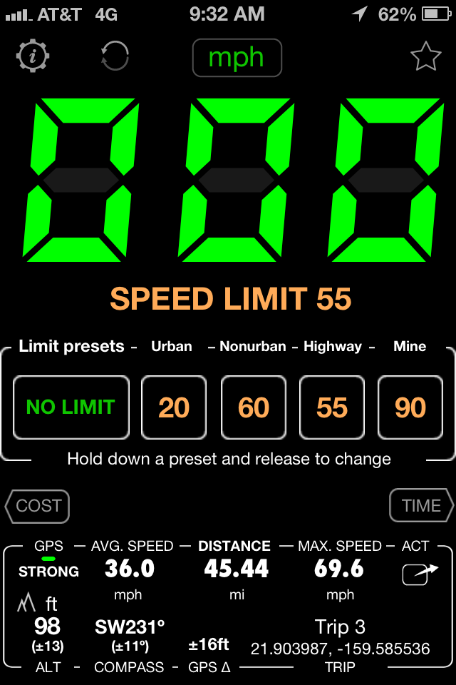 bottom right is top speed